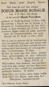 825_Album 2_207 Verreijken, Maria: geboren op 11 november 1846 te Beek en Donk, overleden op 6 december 1932 te Grubbenvorst